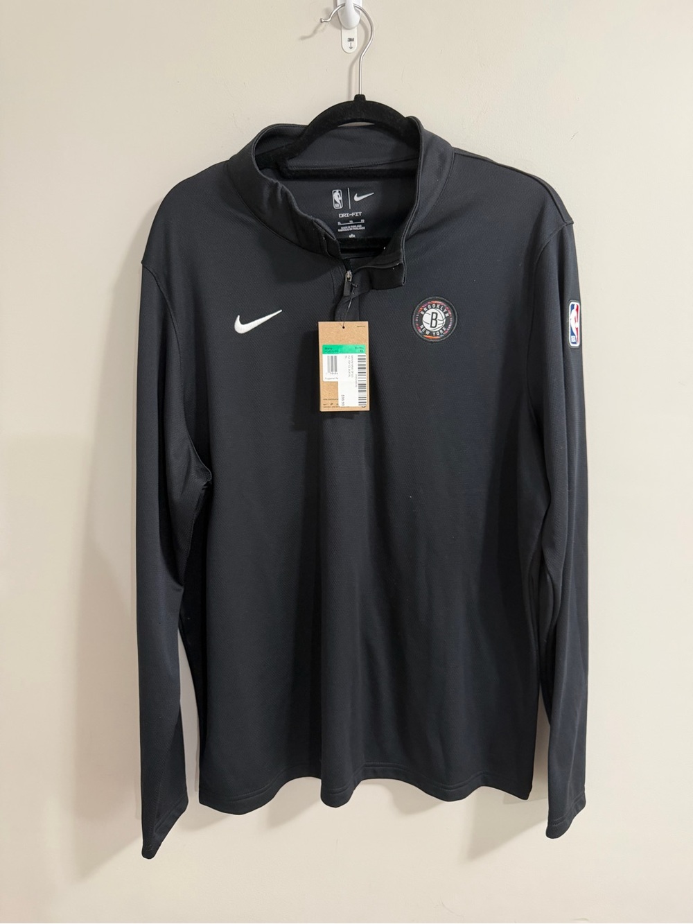 Nike Black Dri-FIT NBA 1/4 zip with White Logos